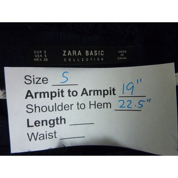 Zara Dark Navy Black Fringe Long Sleeve Bouse S - Picture 5 of 5